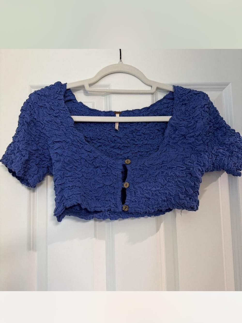 Free People Cobalt Blue Textured Maxi Skirt & Crop Cardigan Set - Picture 2 of 3